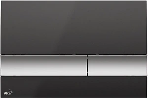 Кнопка смыва AlcaPlast M1728-2 черная/хром матовый