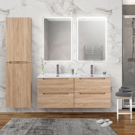 Мебель для ванной BelBagno Etna 120 Rovere Bianco на две чаши, подвесная