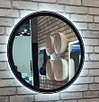 Зеркало Art&Max Napoli AM-Nap-800-DS-F D80 с подсветкой, черный матовый - превью 1