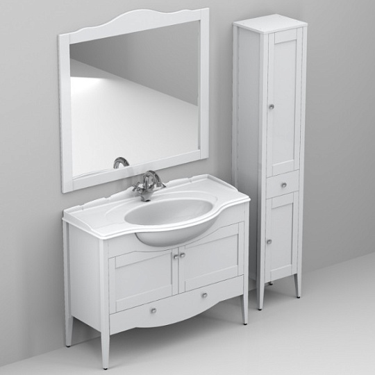 Тумба с раковиной Belux Афины 110 Н105-01 белая матовая