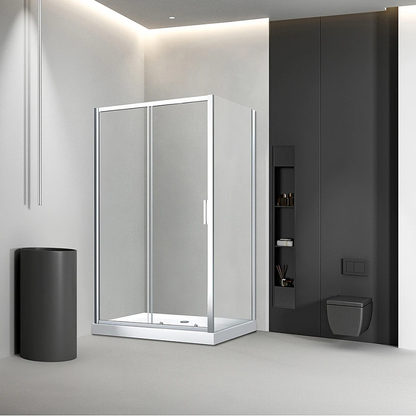 Душевой уголок Veconi Rovigo RV-046 100x80x185 см, профиль xром, стекло прозрачное