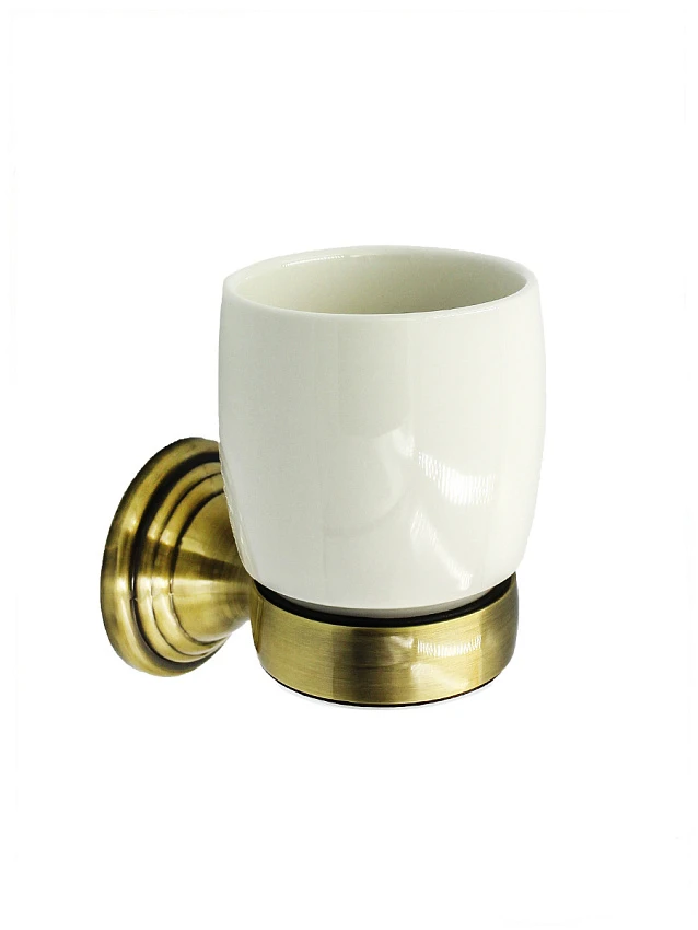 Держатель со стаканом Bath Plus Bronx gold BXG-65706, бронза/белый