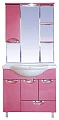 Зеркало-шкаф Misty Жасмин 75 с подсветкой, розовая эмаль L - превью 1