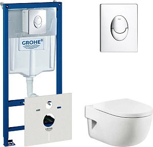 Комплект Инсталляция Grohe Rapid SL 38750001 4 в 1 с кнопкой смыва + Чаша  для унитаза Roca Meridian