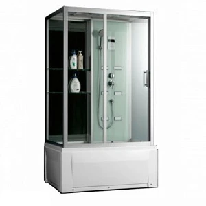 Душевая кабина Frank F553-1 120x85x215 см, стекло прозрачное, профиль хром (С баней)