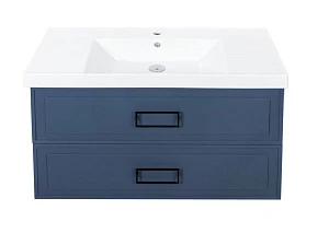 Тумба с раковиной La Fenice Cubo Twin 100 подвесная, 2 ящика, синяя