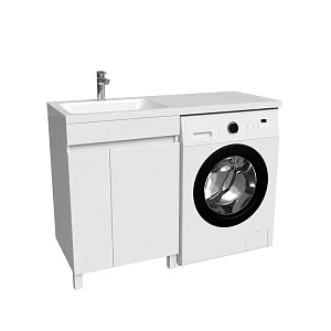Тумба с раковиной Iddis Optima Home 120 L над стиральной машиной, напольная, с дверками, белая