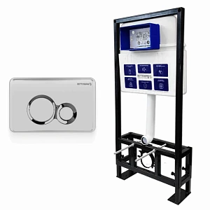 Комплект 2 в 1 инсталляция+клавиша смыва хром матовый/хром глянец Bettoserb Sava Free Standing SFS40006463
