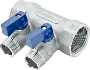 Коллектор Tiemme 1&quot; х 1/2&quot;, никелированный, 2 выхода