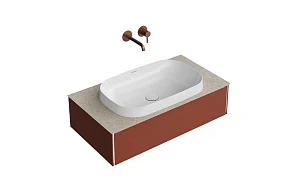 Тумба с раковиной Kerama Marazzi Magica 90 подвесная, со столешницей, венецианский красный матовый (белая раковина)