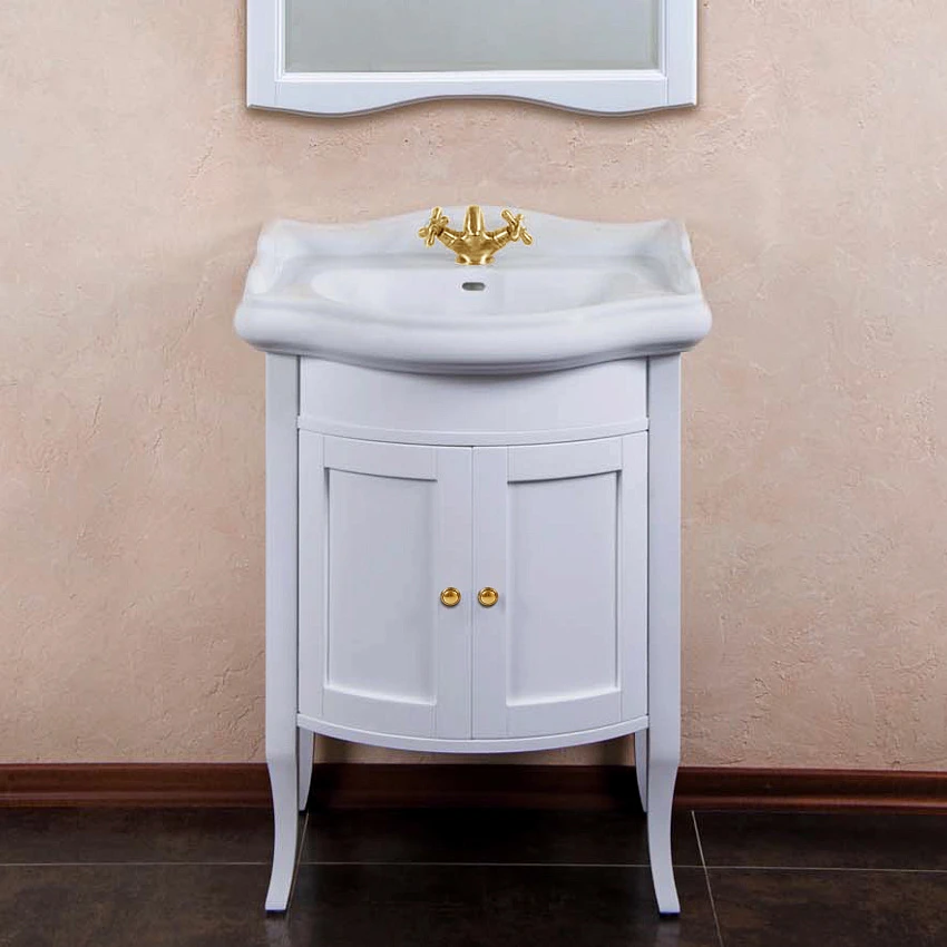 Тумба для комплекта La Beaute Classic Lorette 65 белый матовый, фурнитура золото