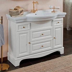 Тумба для комплекта La Beaute Classic Michel 120 белый матовый, фурнитура золото