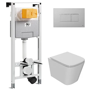Комплект инсталляция OLI 120 ECO Sanitarblock pneumatic+кнопка Karisma хром матовая+унитаз Point Ника PN41081