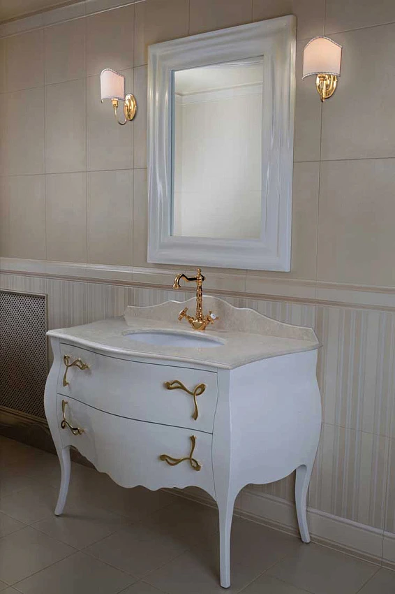 Мебель для ванной La Beaute Classic Holly белый глянец, фурнитура золото