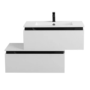 Тумба с раковиной Cezares Slider 80 подвесная, 1 ящик, с нижней тумбой, Bianco Opaco