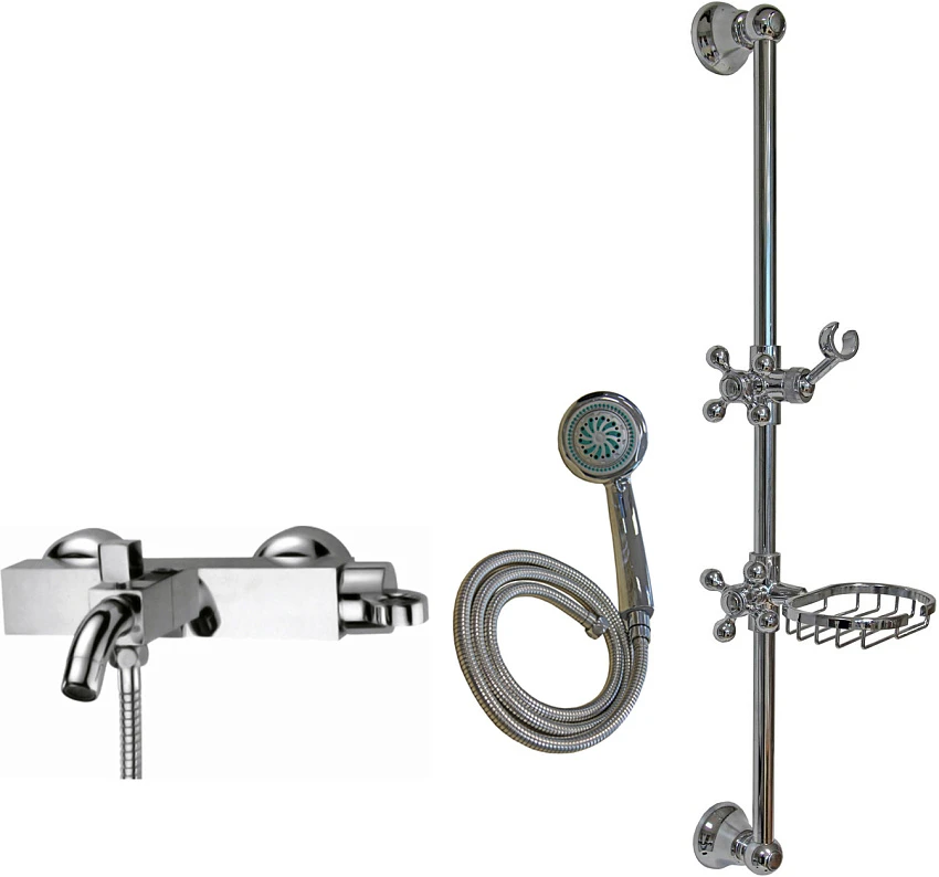 Комплект для ванной  Смеситель Zorg Sanitary ZR 111 W для ванны с душем + Душевая штанга Zorg S308BL