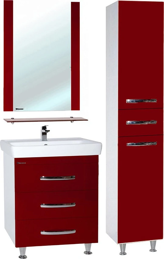 Мебель для ванной Bellezza Рокко 60 с 3 ящиками напольная красная