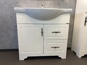 Тумба с раковиной Comforty Севилья 85 слоновая кость (раковина Santek Сенеж 87)