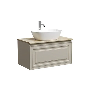 Тумба со столешницей Sancos Very 80 подвесная, столешница kreman, Beige Soft (с отверстием под смеситель)