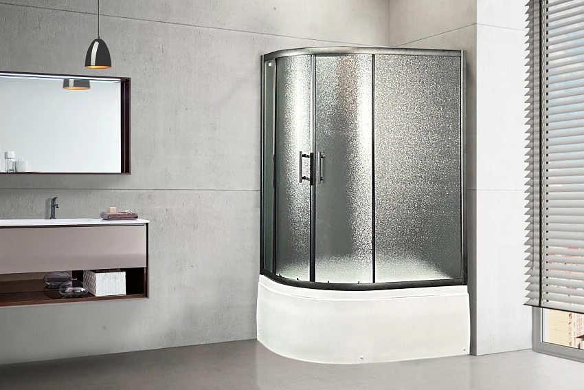 Душевой угол Royal Bath Practic RB 8120BK-C-BL R стекло рифленое, профиль черный