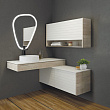 Мебель для ванной Comforty Клеон 120 с L белой столешницей, дуб дымчатый (раковина Comfortу 9110)