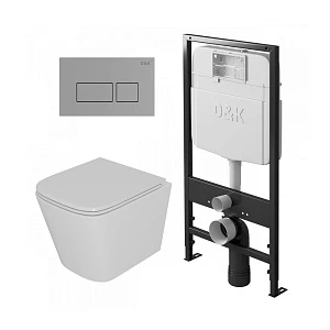 Комплект инсталляция D&K DI8055119 + унитаз D&K Berlin DT1436016 + кнопка D&K Quadro DB1519001
