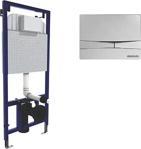 Инсталляция для унитазов Berges Wasserhaus Novum 040253 с кнопкой смыва F3 хром глянец