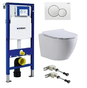Комплект инсталляция Geberit Duofix UP320 111.300.00.5 + унитаз beWash Minimal BKWHR003480 + кнопка смыва 115.770.11.5 + комплект креплений
