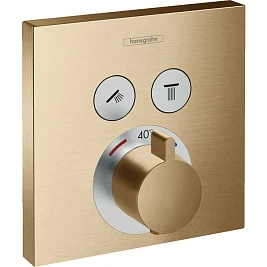 Термостат Hansgrohe ShowerSelect 15763140 для душа, на 2 потребителя, шлифованная бронза