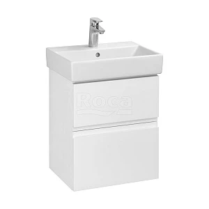 Тумба с раковиной Roca Oleta 50 подвесная, 2 ящика, белый матовый (раковина Jika Pure)