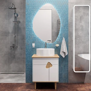 Мебель для ванной VOQ Sense 60 напольная, ultra white/natural oak