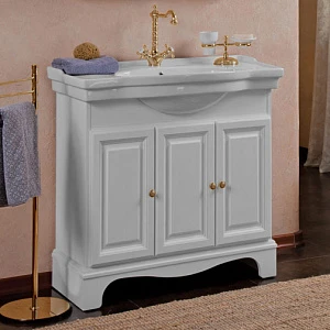 Тумба для комплекта La Beaute Classic Michel 90 белый матовый, фурнитура золото