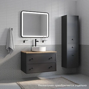 Мебель для ванной Iddis Torr 80 подвесная, со столешницей дуб верона, темно-серый