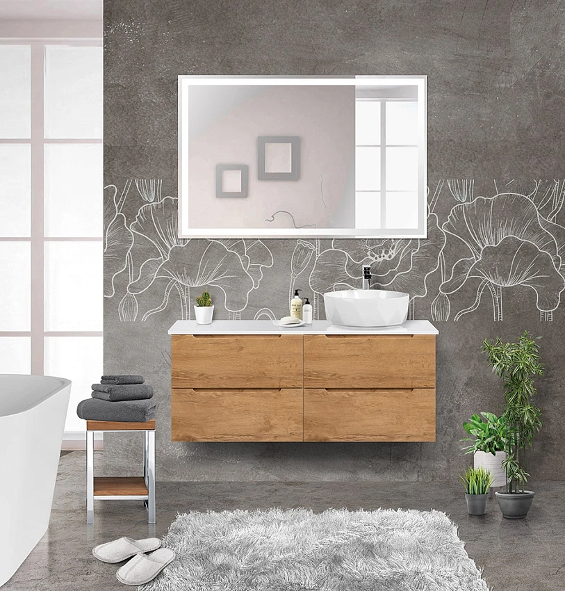 Мебель для ванной BelBagno Etna 120 R подвесная, 4 ящика, Rovere Nature