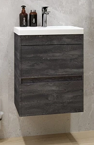 Тумба с раковиной Art&Max Family-M 40 подвесная, 2 ящика, Iron Stone