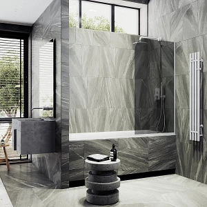Шторка на ванну Maybah Glass MGV-81-1у 70х140 см, профиль белый, стекло графит