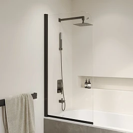 Шторка на ванну RGW Screens SC-109B 70х150 профиль черный, стекло прозрачное