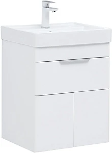 Тумба с раковиной Aquanet Ирис new 50 белый глянец, 1 ящик, 2 дверцы