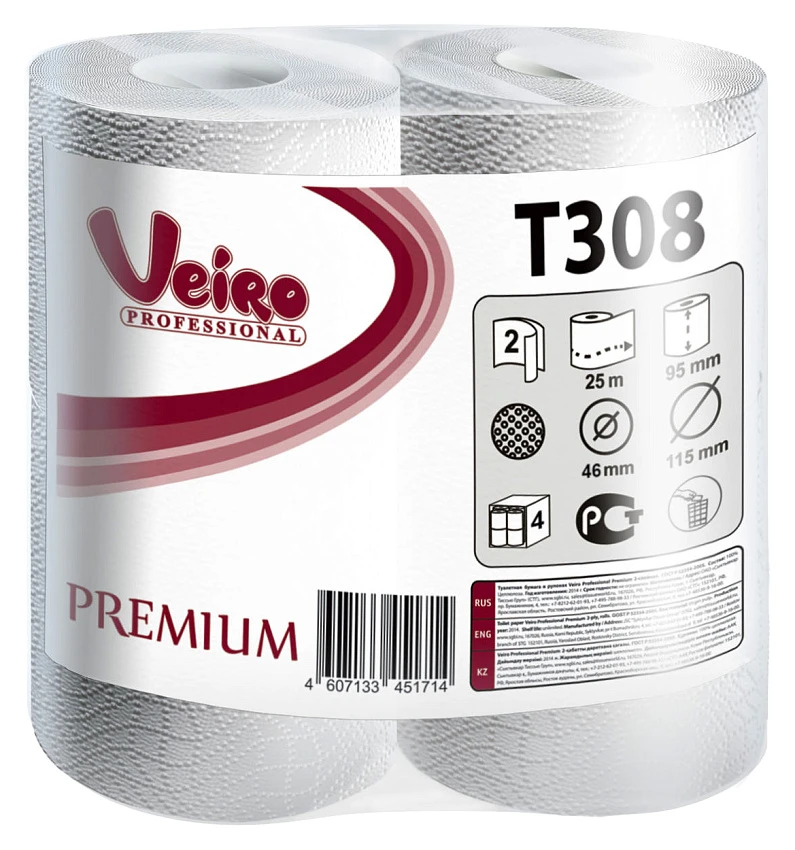 Туалетная бумага Veiro Professional Premium T308 (Блок: 6 уп. по 8 шт.)