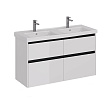 Тумба с раковиной Lemark Combi 125 универсальная, белый глянец, черная планка