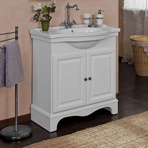 Тумба для комплекта La Beaute Classic Michel 80 белый матовый, фурнитура серебро