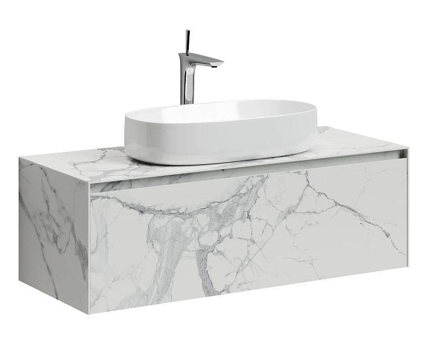 Тумба для комплекта Sancos Stone 120 подвесная, statuario white (белый мрамор)